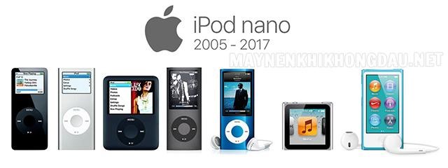 Các thế hệ máy nghe nhạc iPod nano.