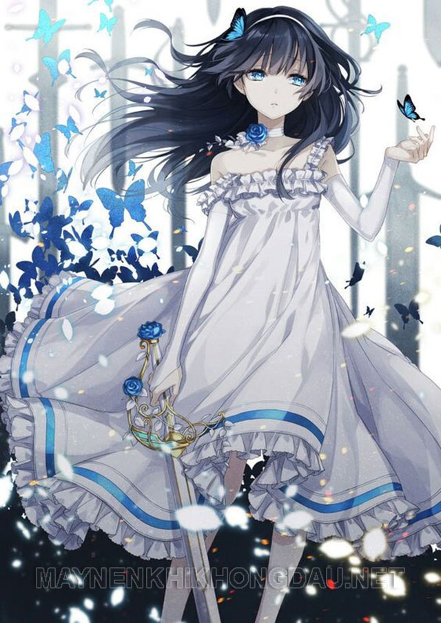 Hình Anime công chúa ngầu lạnh lùng váy trắng
